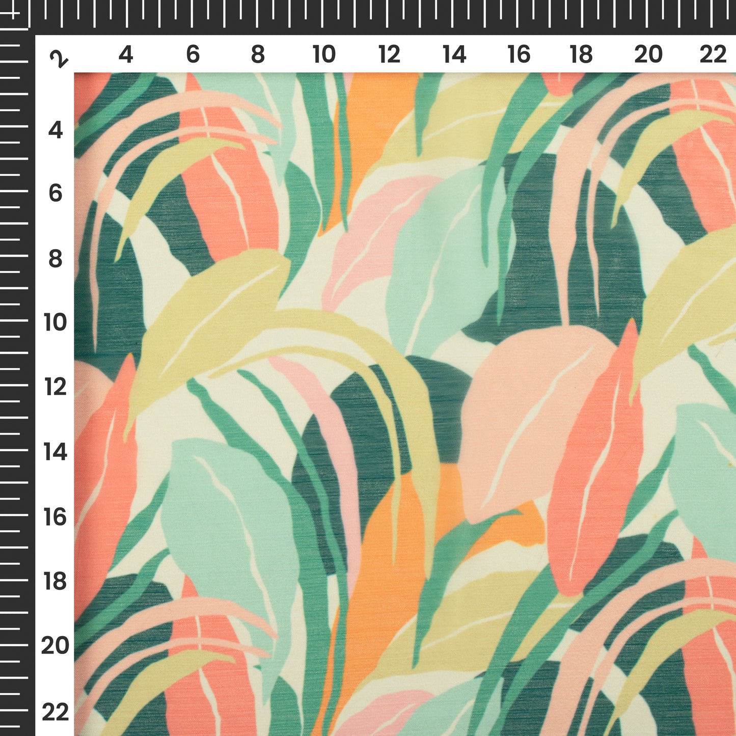 Green And Pink Leafage Digital Print Chiffon Fabric