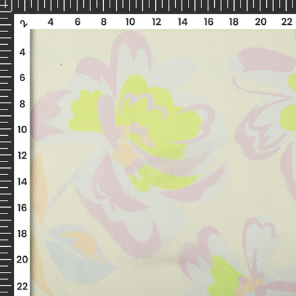 Ivory White Floral Digital Print Chiffon Fabric