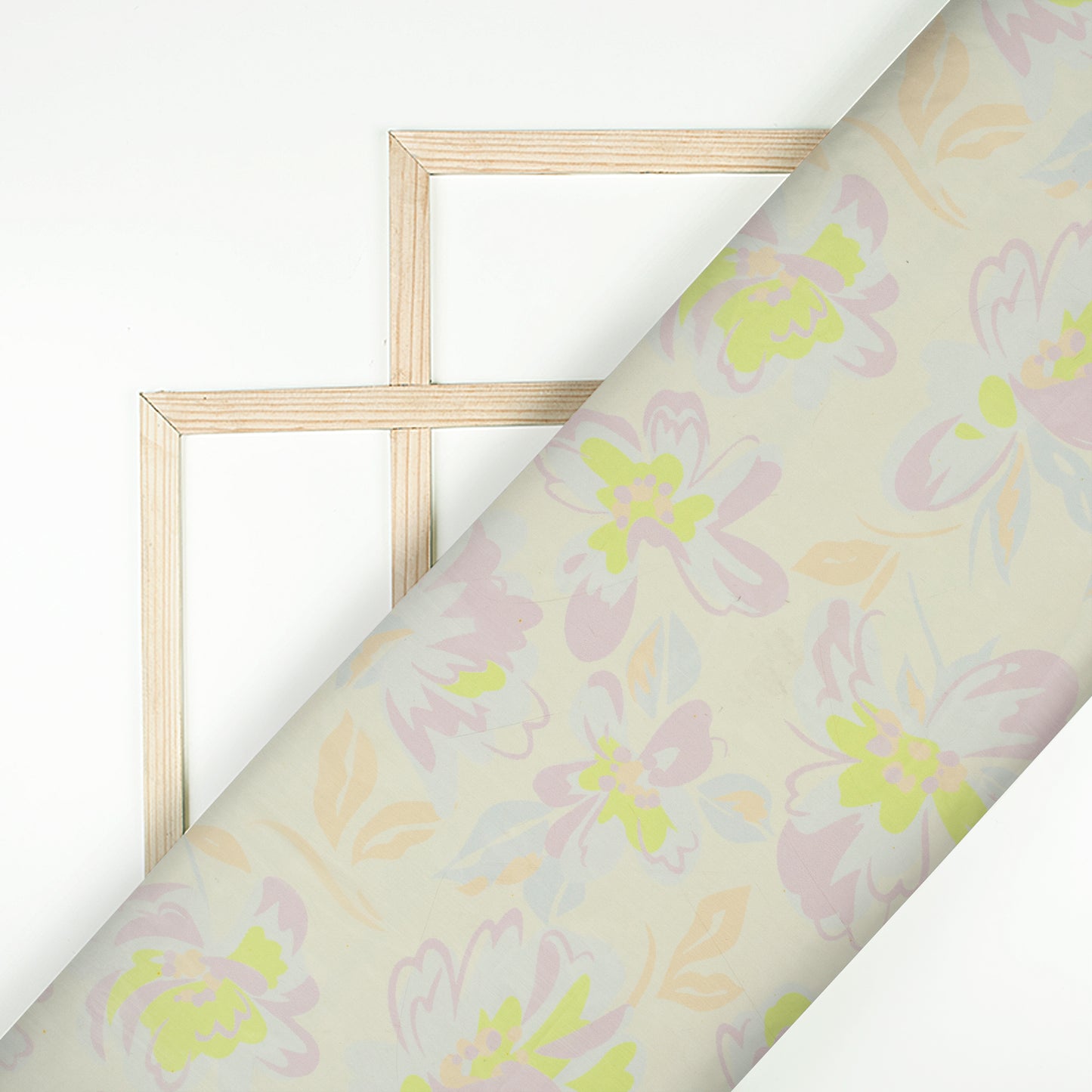 Ivory White Floral Digital Print Chiffon Fabric