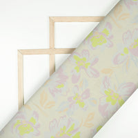 Ivory White Floral Digital Print Chiffon Fabric