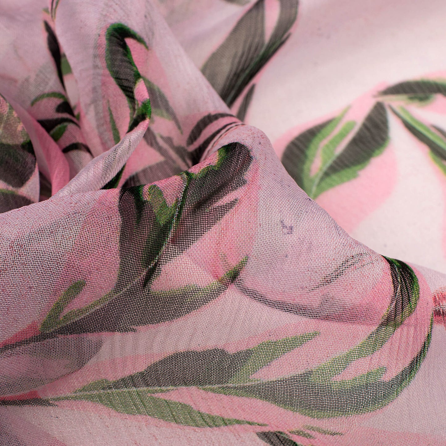 Beautiful Leaf Digital Print Bemberg Chiffon Fabric