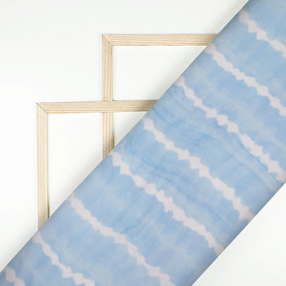 Trendy Blue Shiiborii Digital Print Bemberg Chiffon Fabric