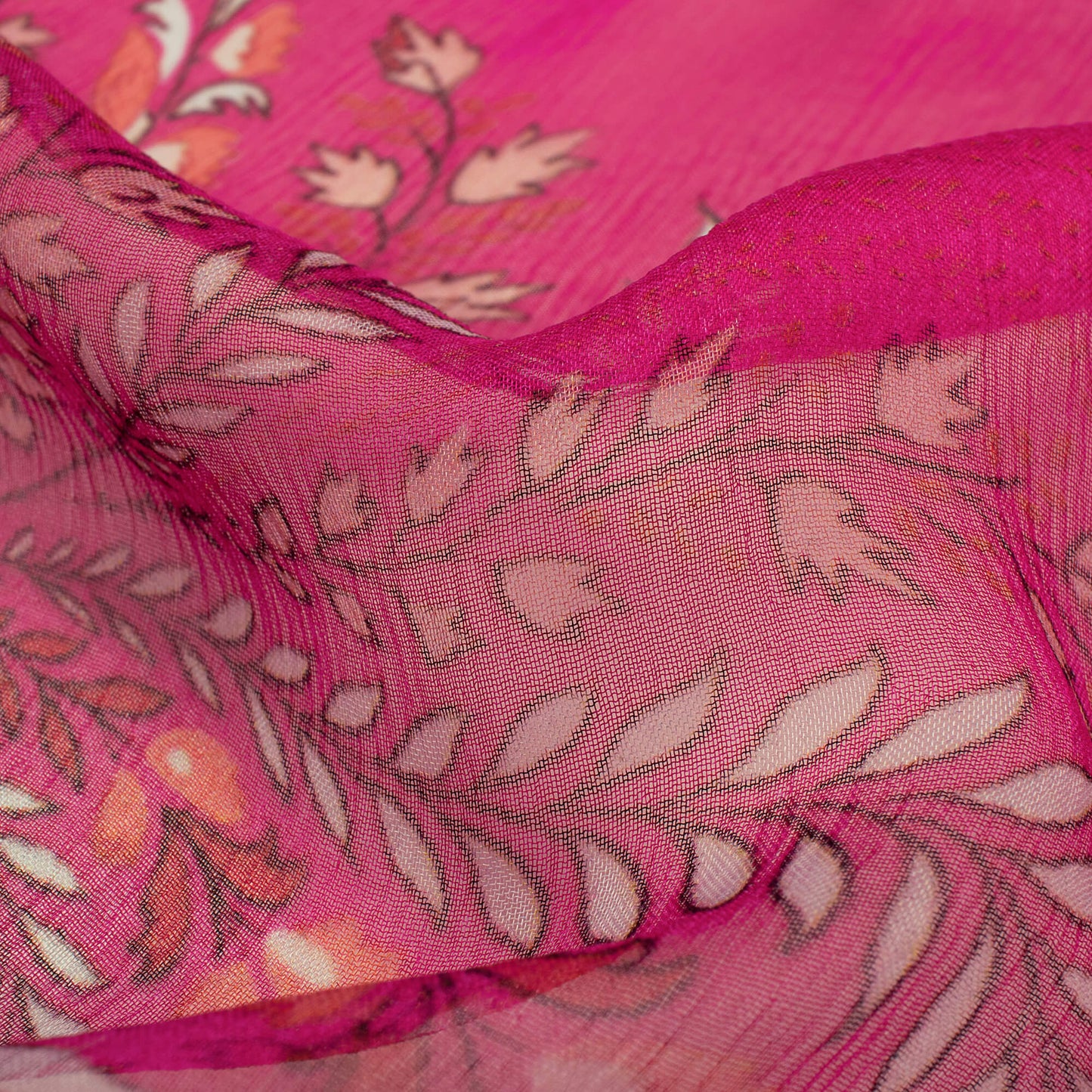 Gorgeous Floral Digital Print Bemberg Chiffon Fabric