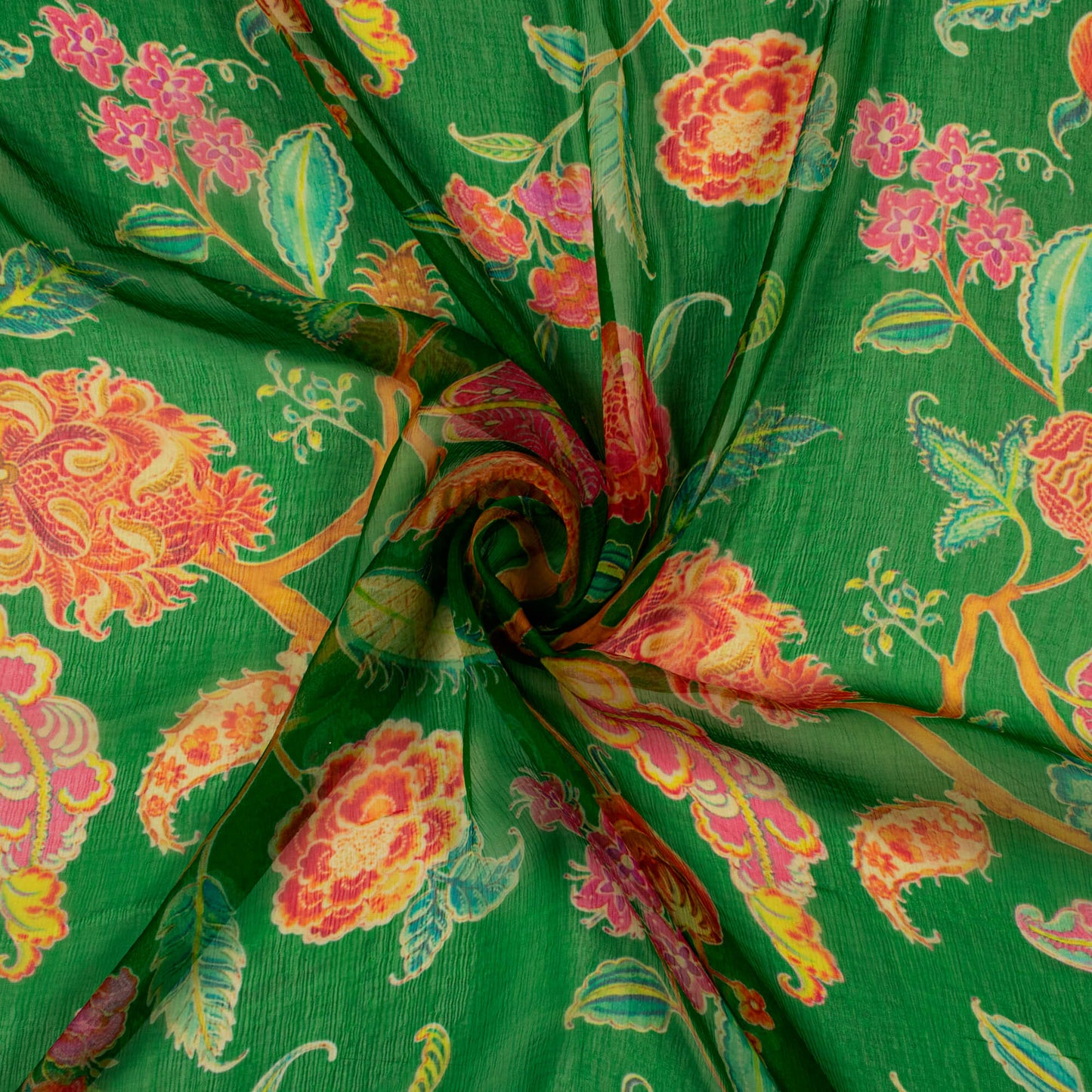 Exclusive Floral Digital Print Bemberg Chiffon Fabric
