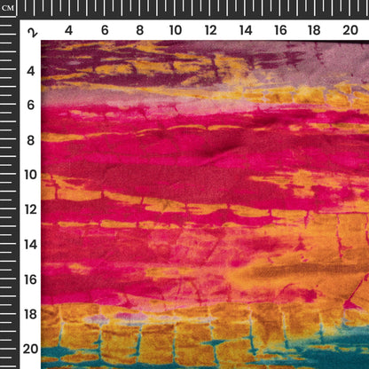 Magenta Pink And Orange Shiiborii Digital Print Viscose Gaji Silk Fabric