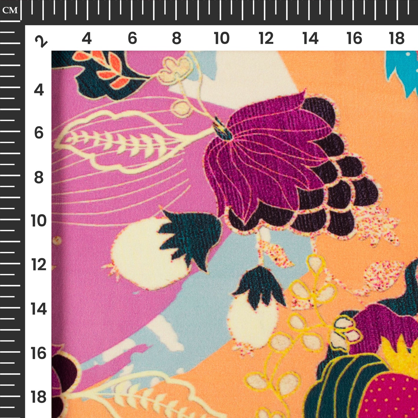 Heather Purple And Peach Floral Digital Print Viscose Natural Crepe Fabric