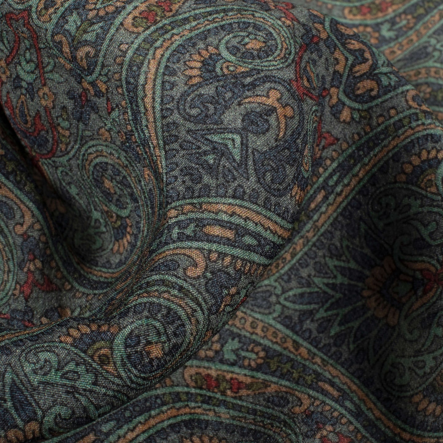Teal Green And Blue Ethnic Digital Print Viscose Natural Crepe Fabric