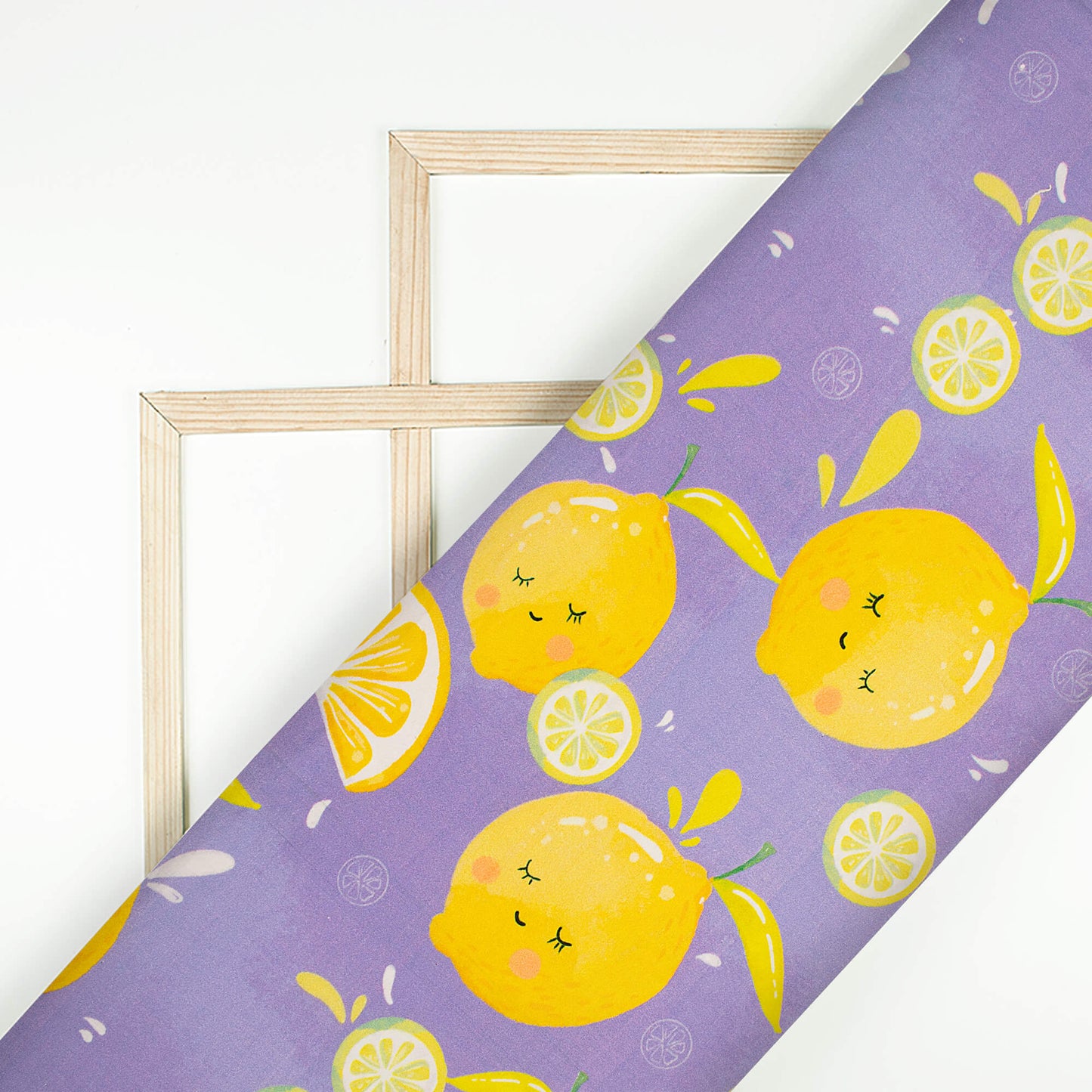 Iris Purple And Yellow Fruit Digital Print Poplin Fabric (Width 58 Inches)
