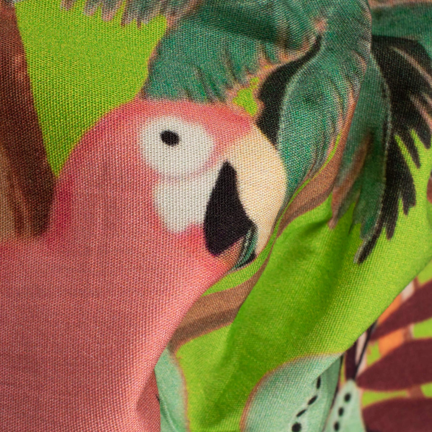 Green Lizard And Orange Tropical Digital Print Poplin Fabric (Width 58 Inches)