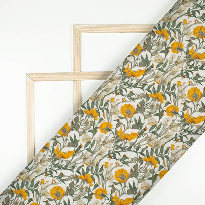 Beautiful Leafage Digital Print Premium Swiss Linen Fabric