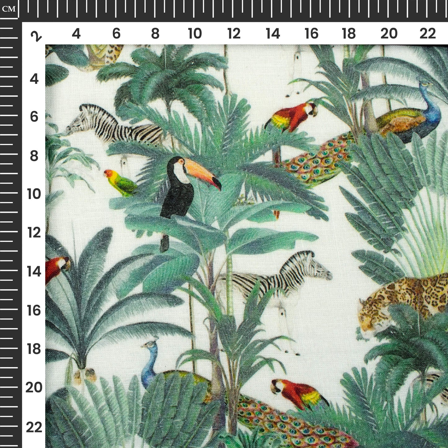 Animal Kingdom Digital Print Premium Pure Linen Fabric (Width 58 Inches)