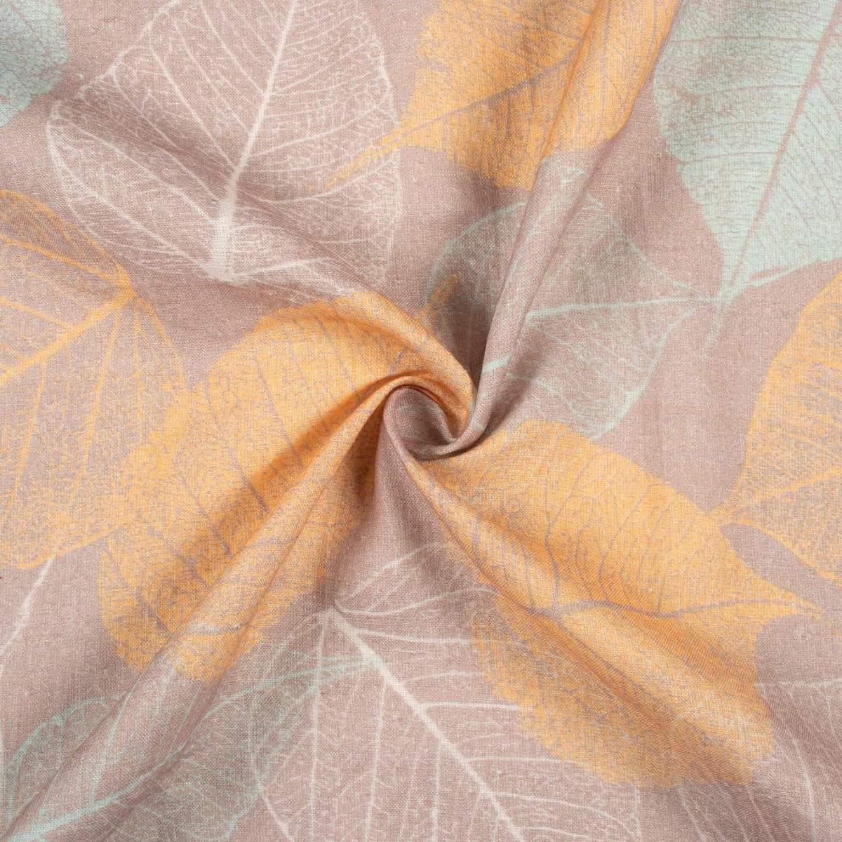 Vintage Leaf Digital Print Premium Pure Linen Fabric (Width 58 Inches)