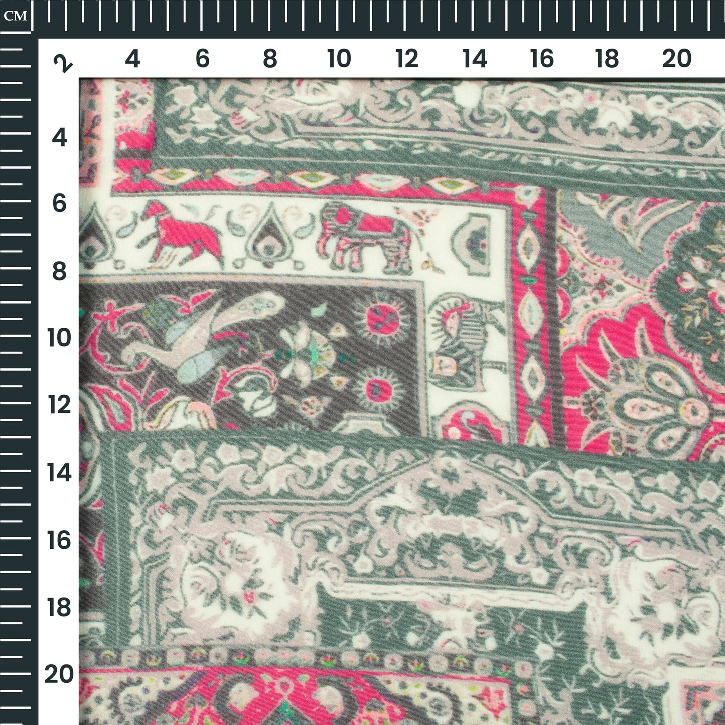 Ivory Cream And Pink Traditional Digital Print Pure Georgette Fabric