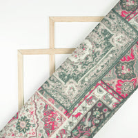 Ivory Cream And Pink Traditional Digital Print Pure Georgette Fabric