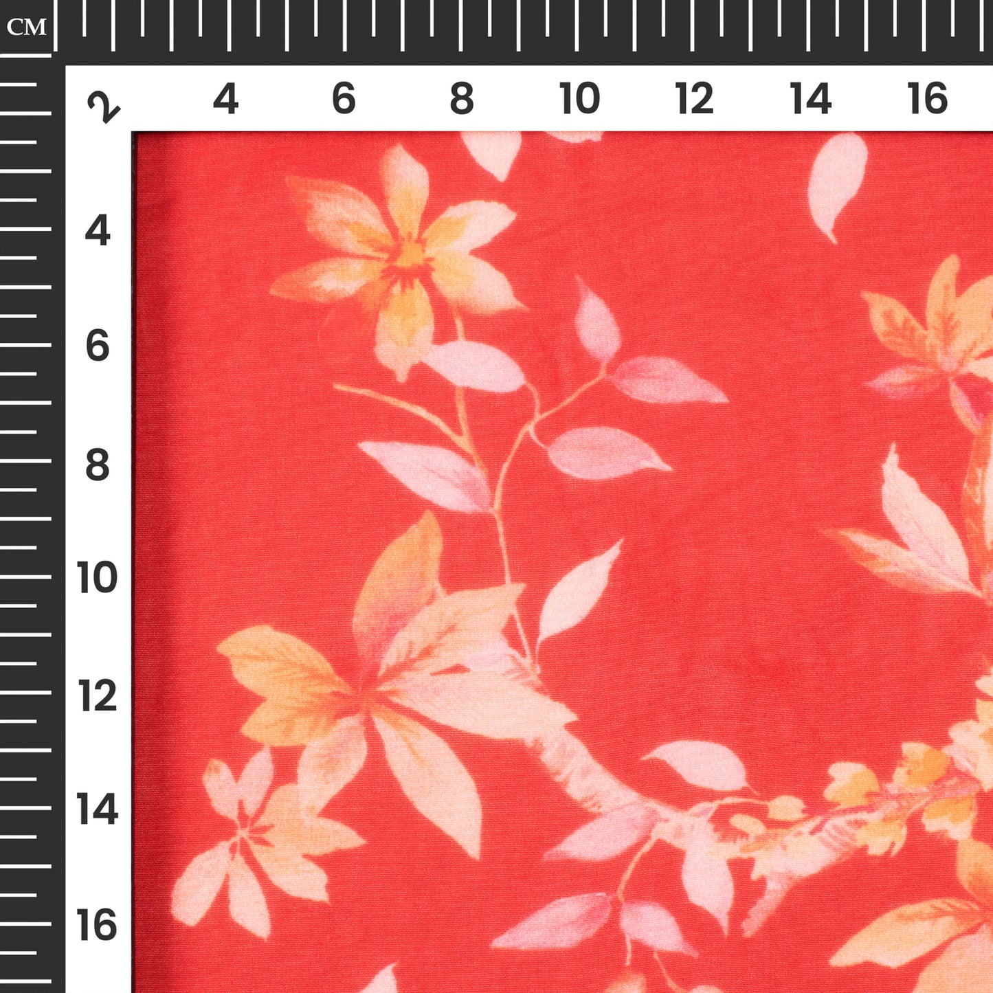 Red And Orange Floral Digital Print Pure Georgette Fabric