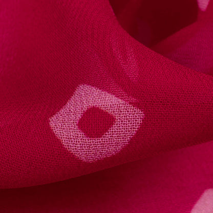 Magenta Pink And White Bandhanii Digital Print Pure Georgette Fabric