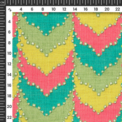 Exclusive Canary Yellow And Pink Abstract Digital Print Kota Doria Fabric