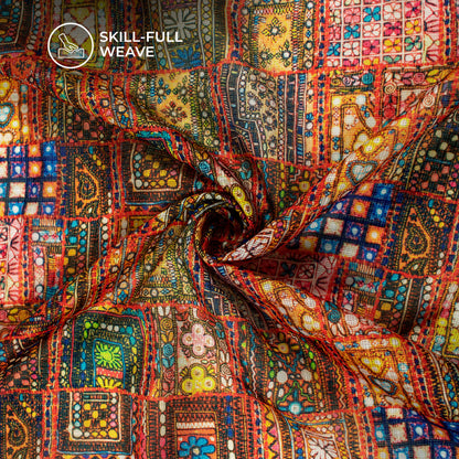 Exclusive Multi-Color Gamthee Digital Print Kota Doria Fabric