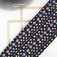 Exclusive Navy Blue And Off-White Polka Dots Digital Print Kota Doria Fabric