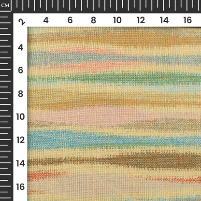 Exclusive Peach Pink And Beige Stripes Digital Print Kota Doria Fabric