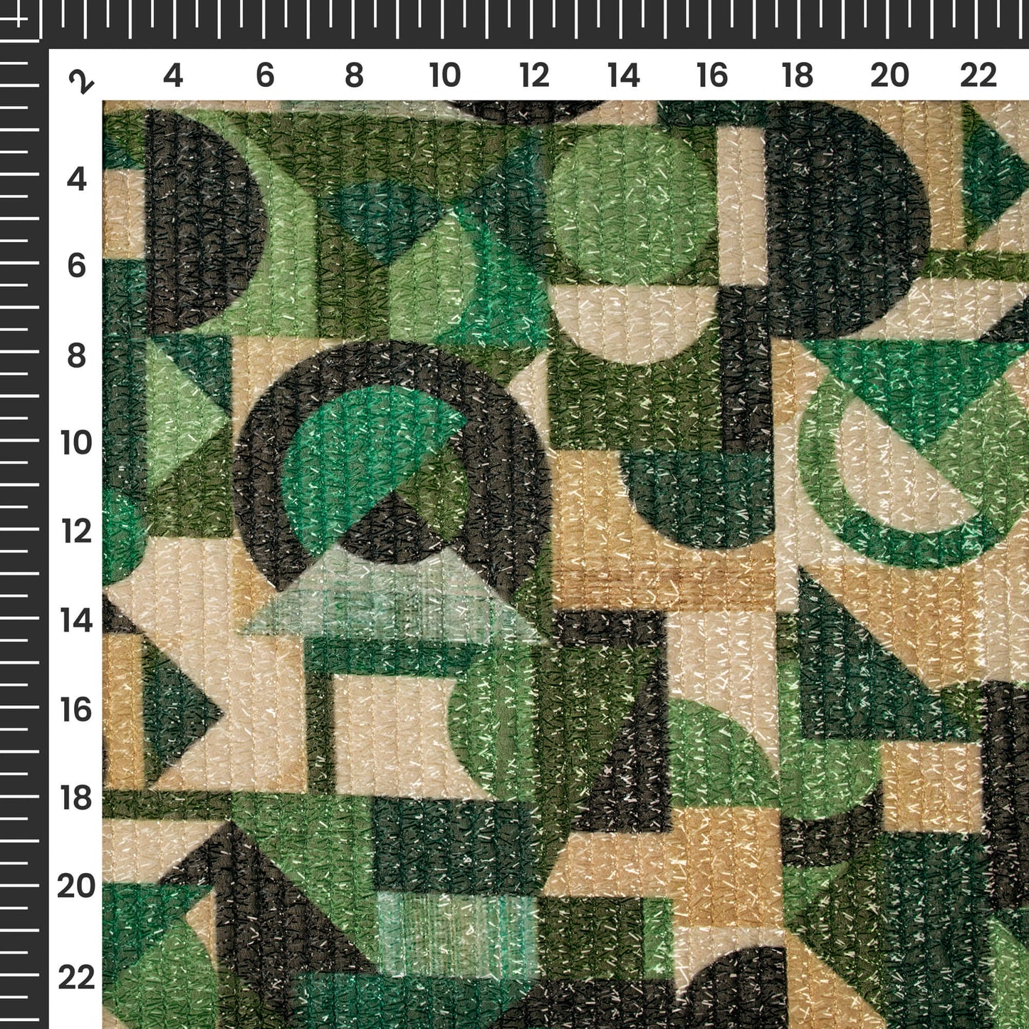 Symmetric Geometric Digital Print Stripes Shimmer Embroidery Georgette Fabric