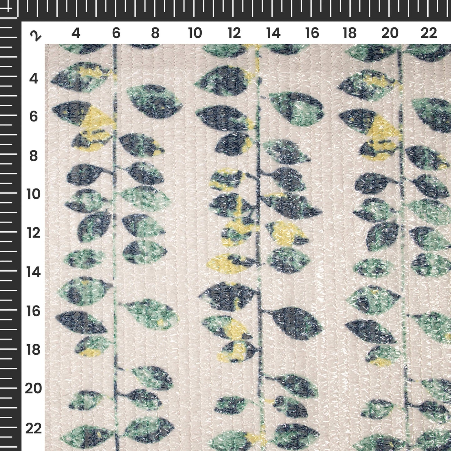 Exclusive Leafage Digital Print Stripes Shimmer Embroidery Georgette Fabric