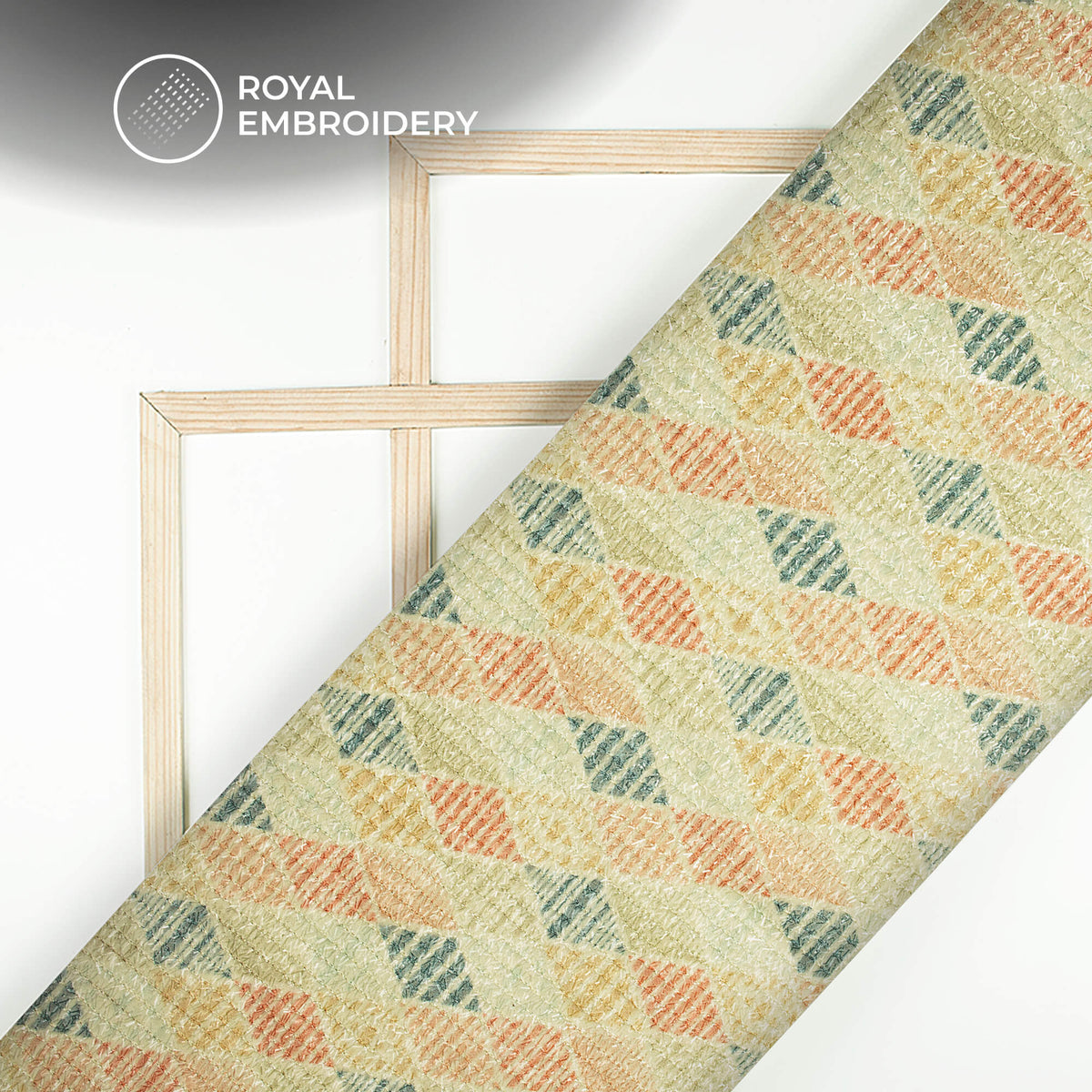 Trendy Geometric Checks Digital Print Stripes Shimmer Embroidery Georgette Fabric