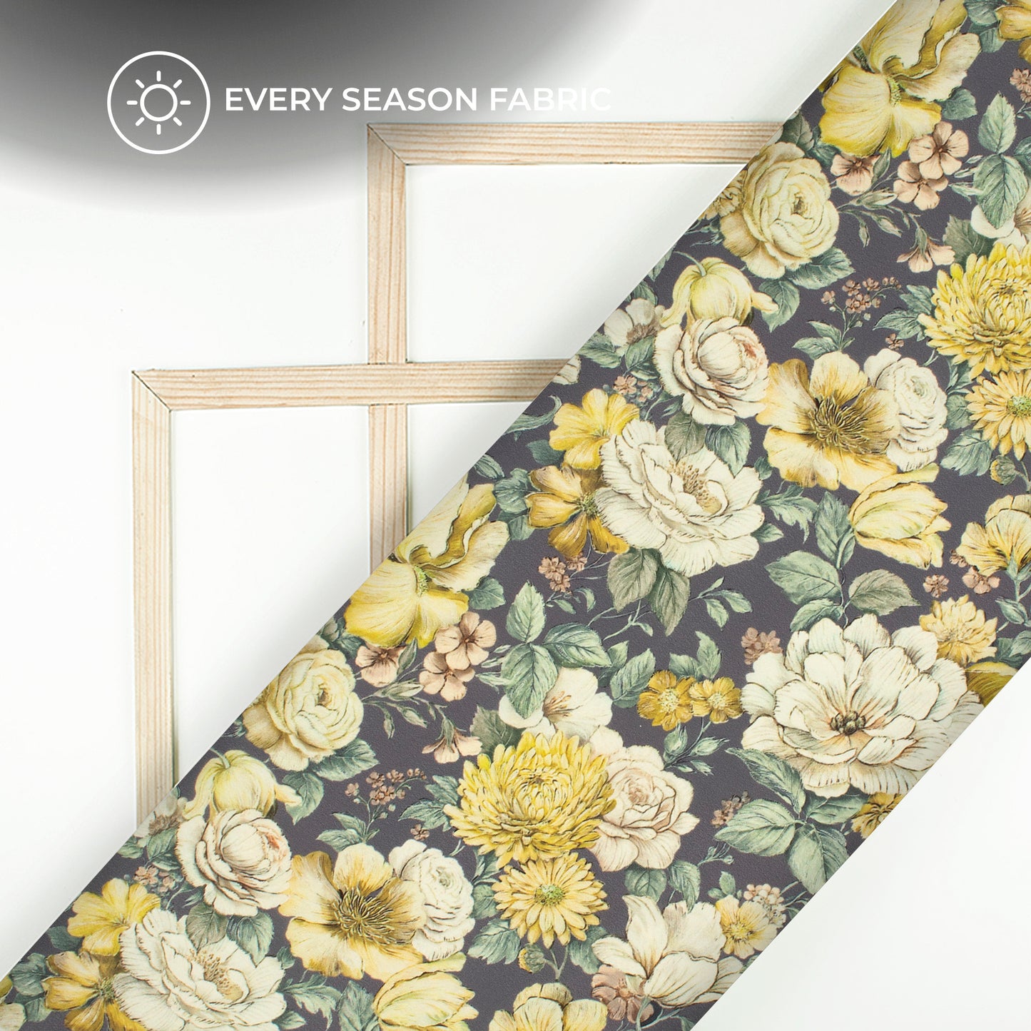 Anchor Grey And Beige Floral Digital Print BSY Crepe Fabric