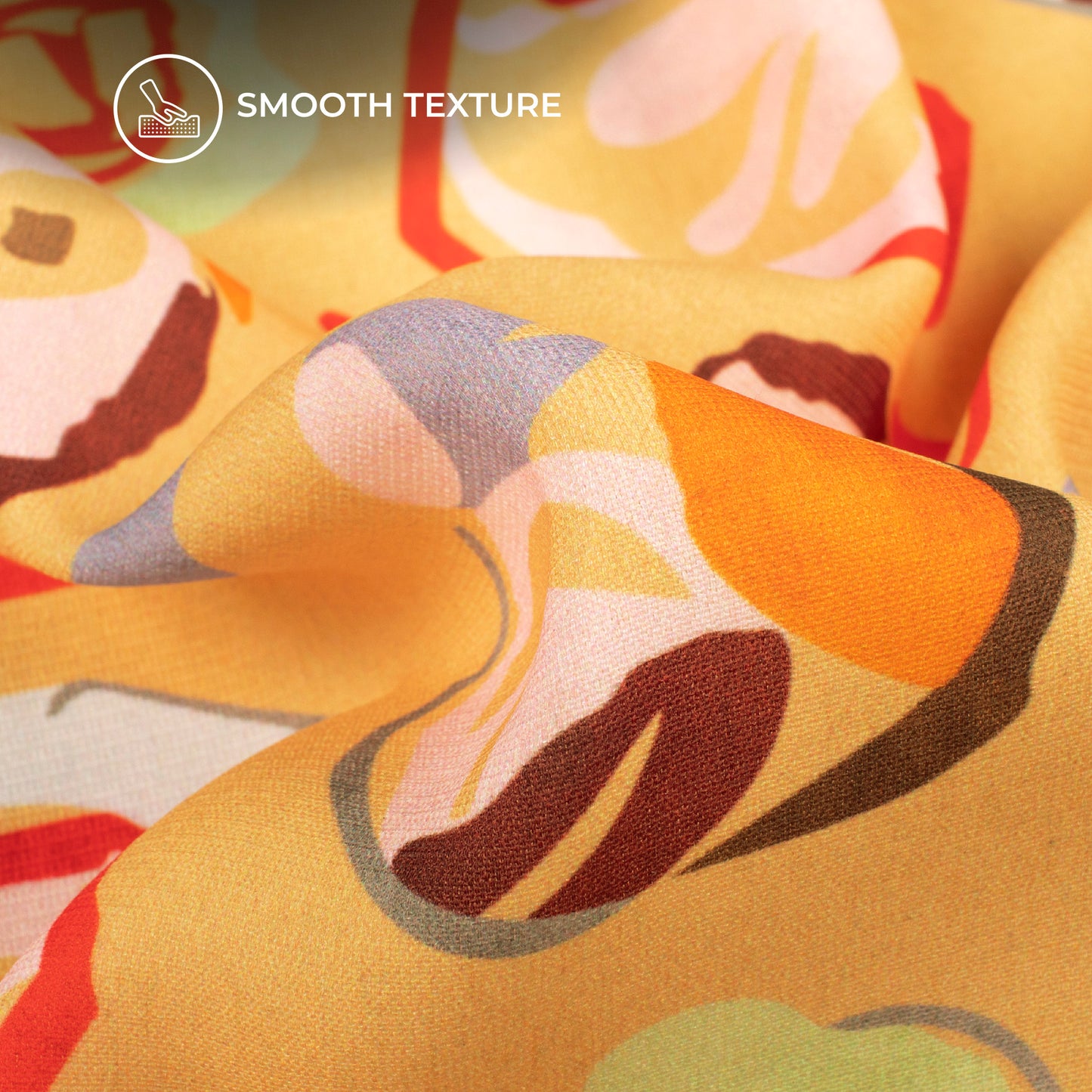 Pastel Orange Abstract Digital Print BSY Crepe Fabric