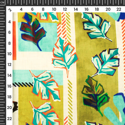 Exclusive Blue Leaf Digital Print BSY Crepe Fabric