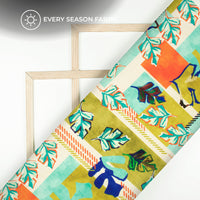 Exclusive Blue Leaf Digital Print BSY Crepe Fabric