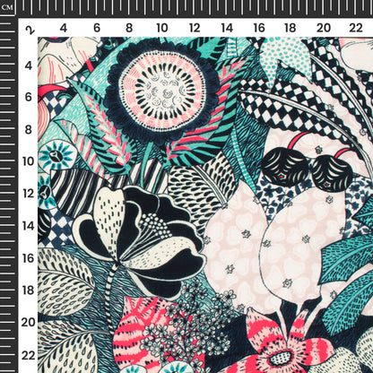 Vintage Floral Digital Print BSY Crepe Fabric