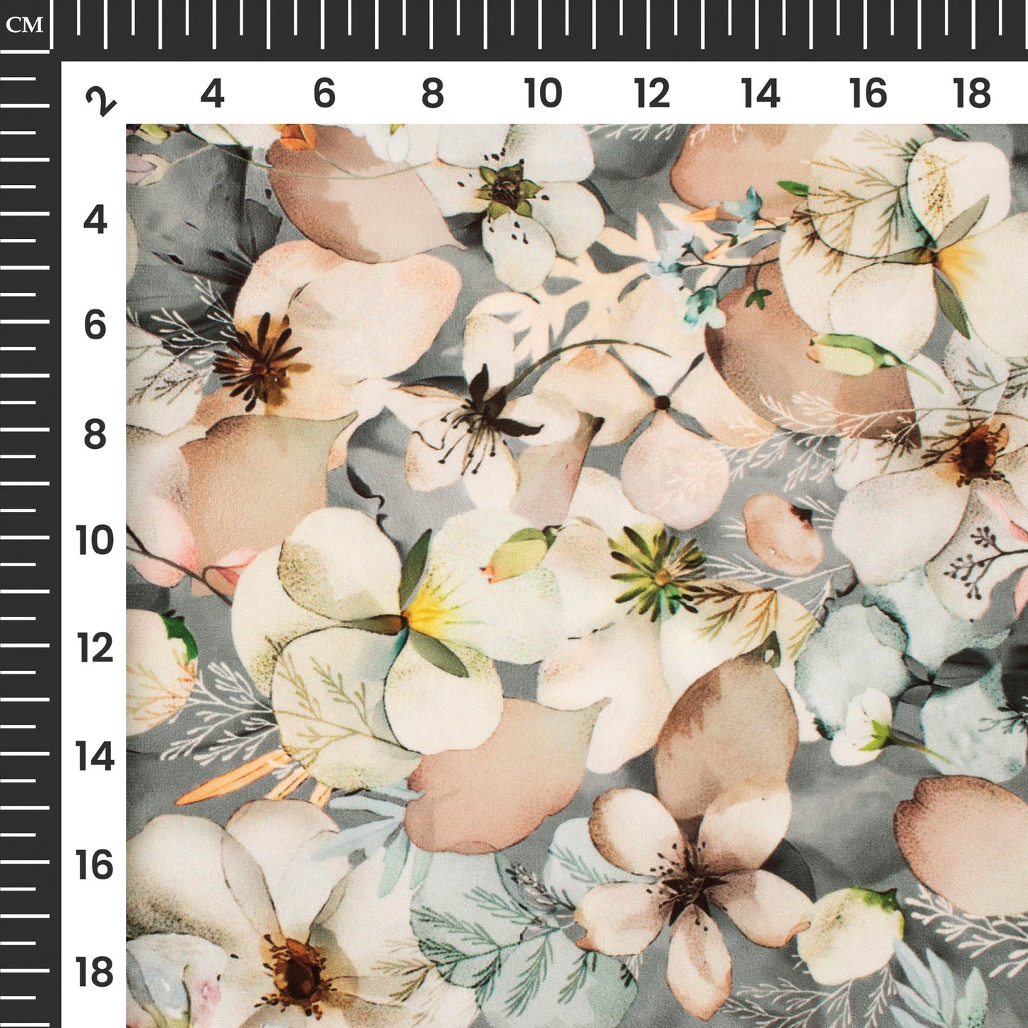 Georgeous Peach Floral Digital Print BSY Crepe Fabric