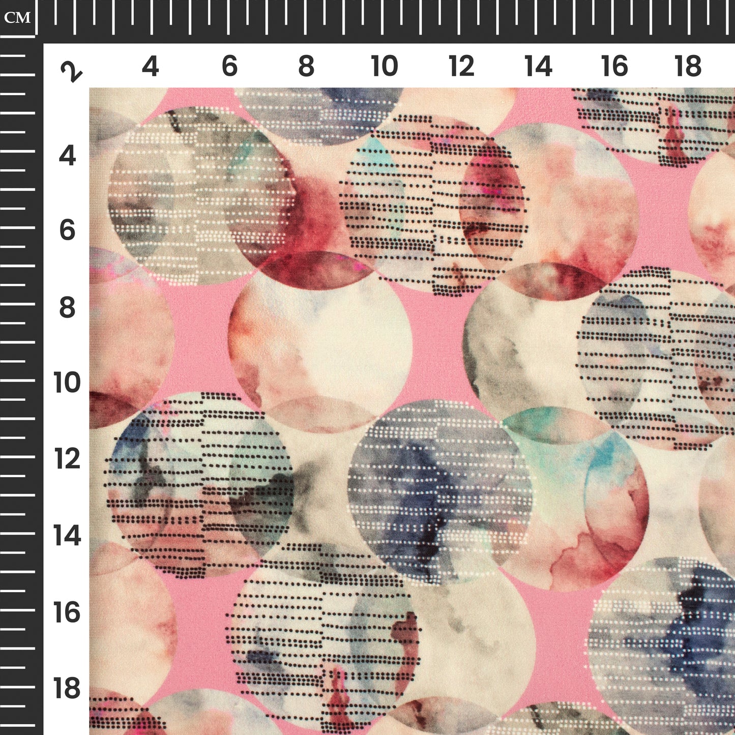 Trendy Geometric Dots Digital Print BSY Crepe Fabric