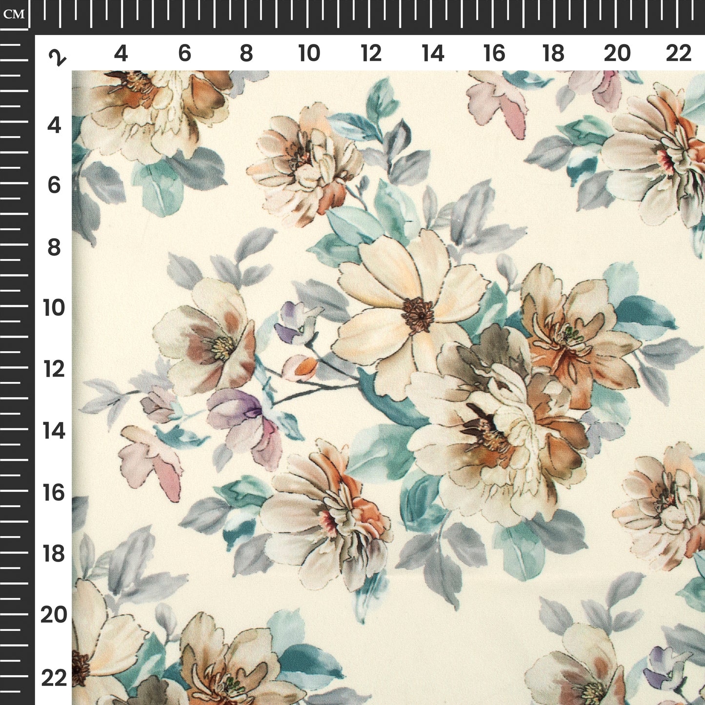 Attractive Off-White Floral Digital Print BSY Crepe Fabric