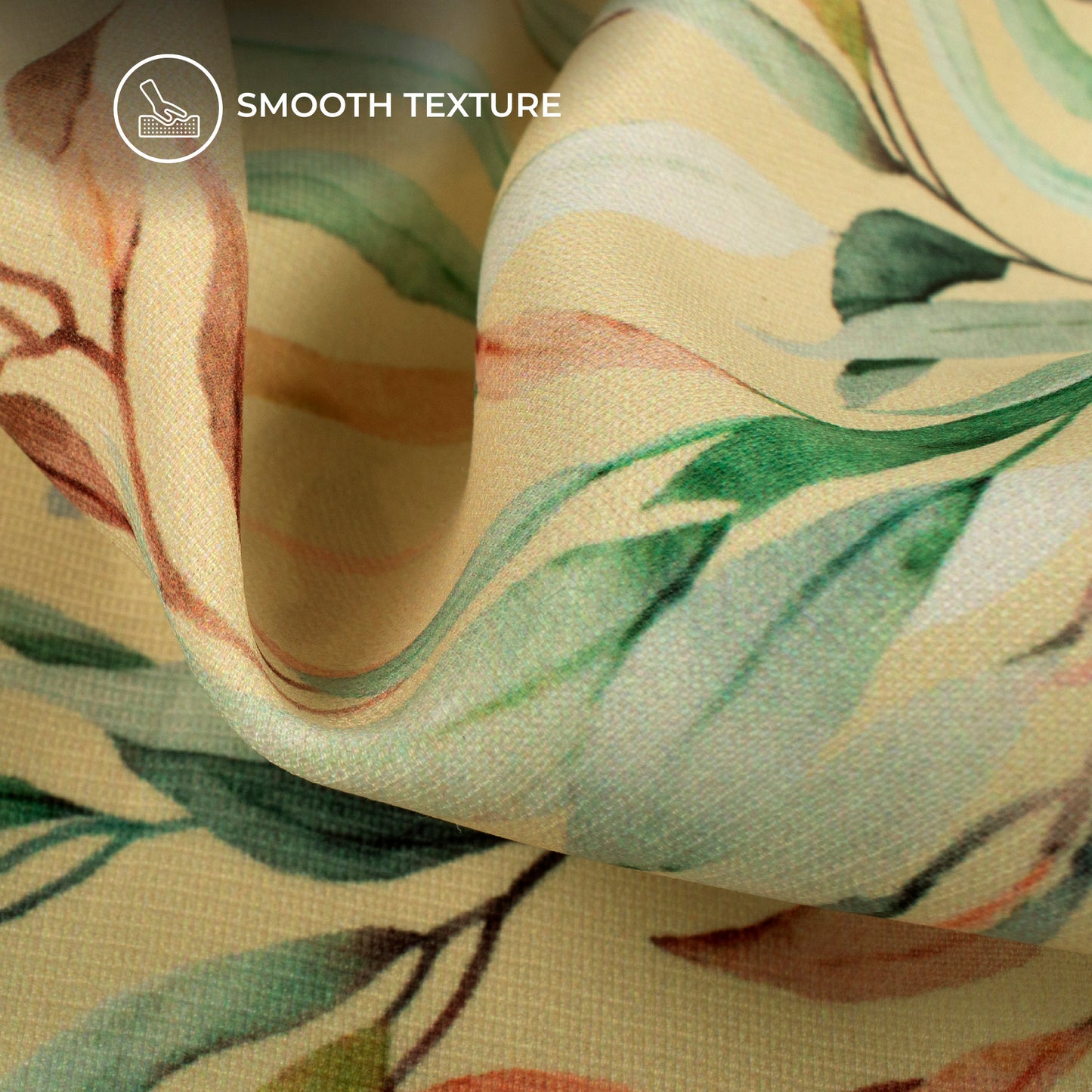 Pastel Yellow Leafage Digital Print BSY Crepe Fabric