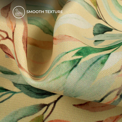 Pastel Yellow Leafage Digital Print BSY Crepe Fabric