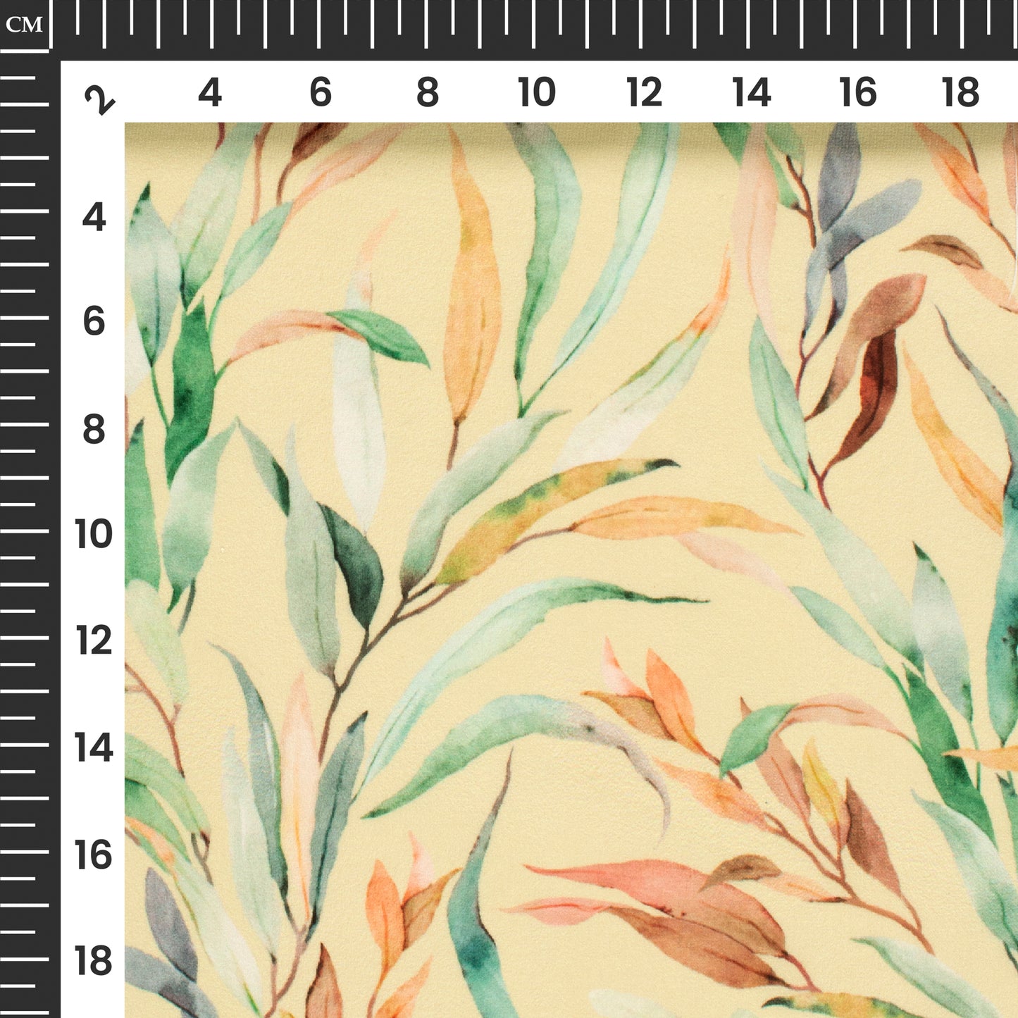 Pastel Yellow Leafage Digital Print BSY Crepe Fabric