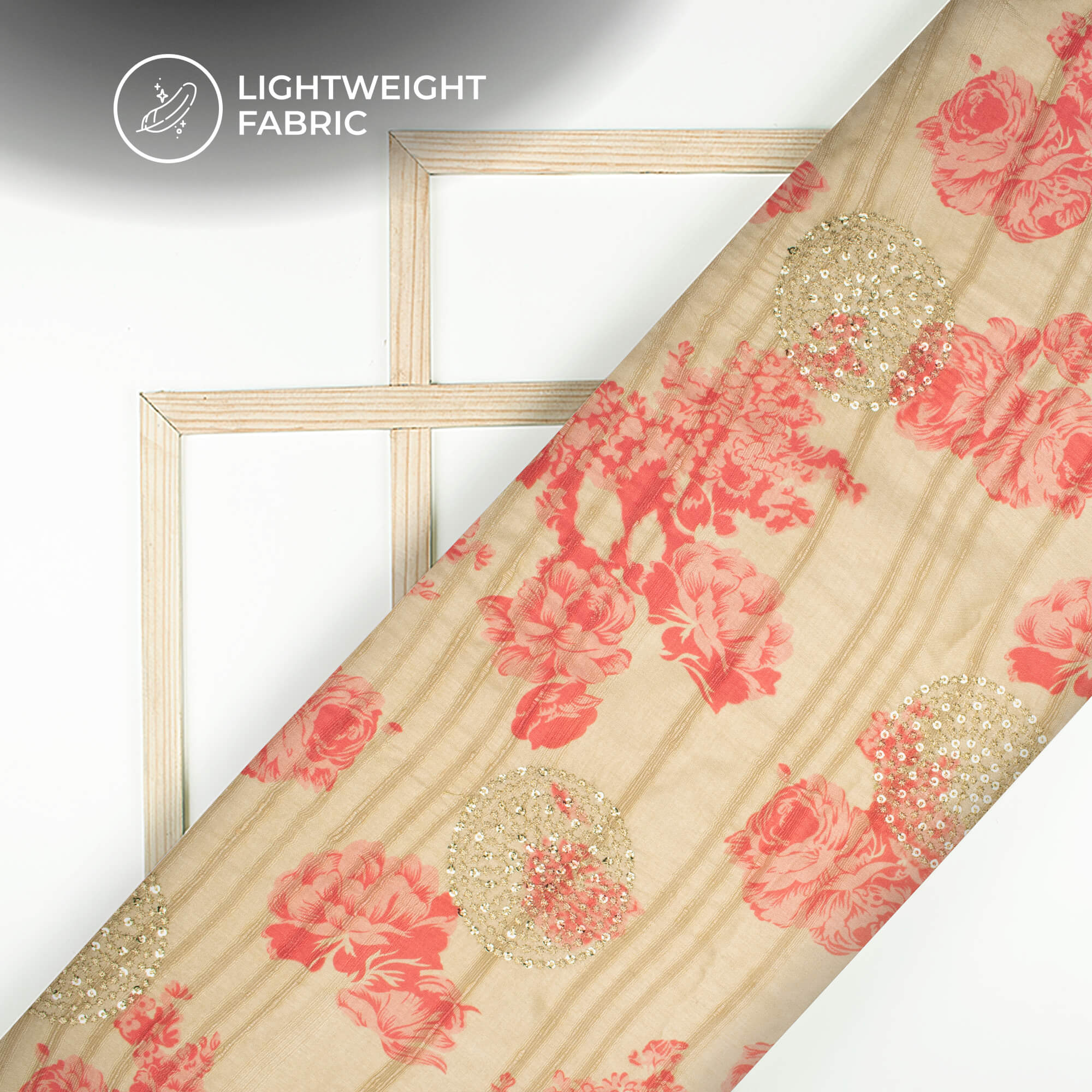 Blush Pink Floral Digital Print Butta Sequins Embroidery On Heritage A ...
