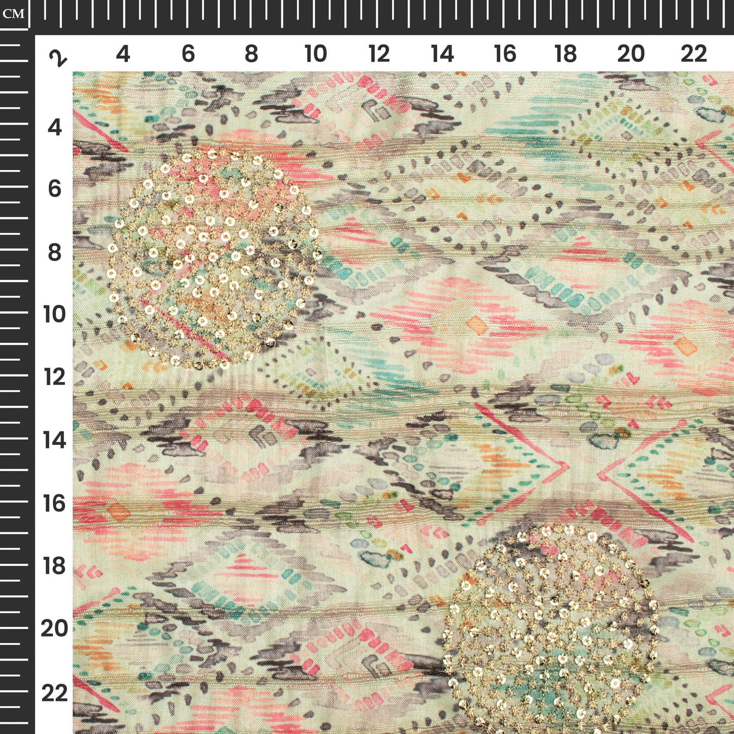 Smart Geometric Digital Print Butta Sequins Embroidery On Heritage Art ...