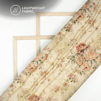 Vintage Floral Digital Print Butta Sequins Embroidery On Heritage Art Silk Fabric