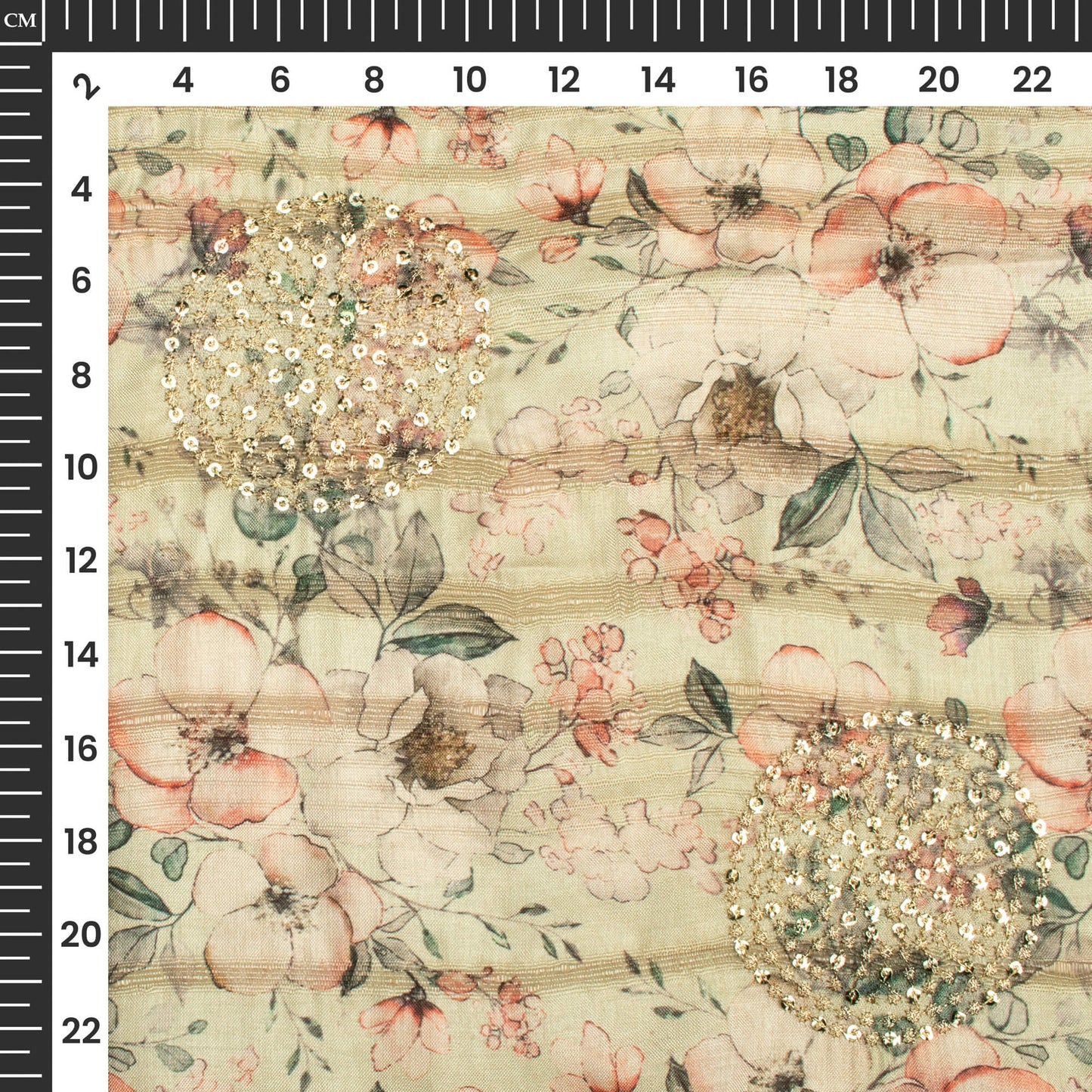 Tea Green And Beige Floral Digital Print Butta Sequins Embroidery On H ...