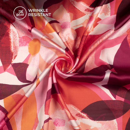 Sangria Purple And Red Floral Digital Print Japan Satin Fabric