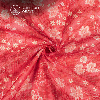 Attractive Floral Digital Print Kota Doria Fabric