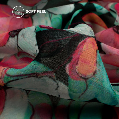 Gorgeous Pink Floral Digital Print Georgette Fabric