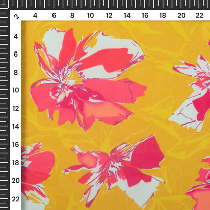 Flattering Pink Floral Digital Print Georgette Fabric