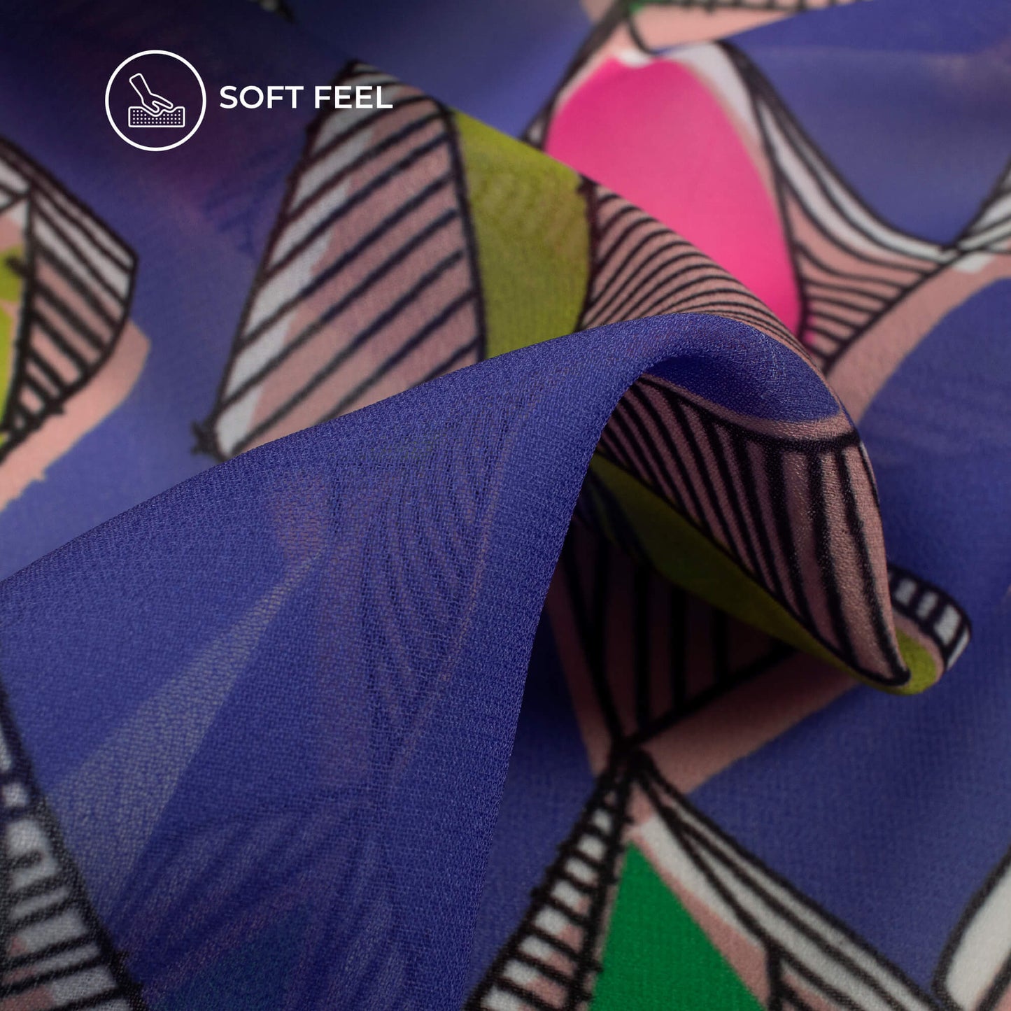 Trendy Geometric Digital Print Georgette Fabric