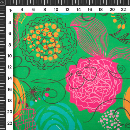Stunning Quirky Floral Digital Print Muslin Fabric