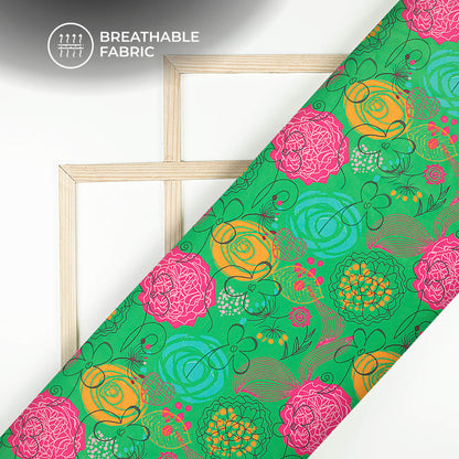 Stunning Quirky Floral Digital Print Muslin Fabric