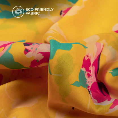 Impressive Pink Floral Digital Print Poly Cambric Fabric
